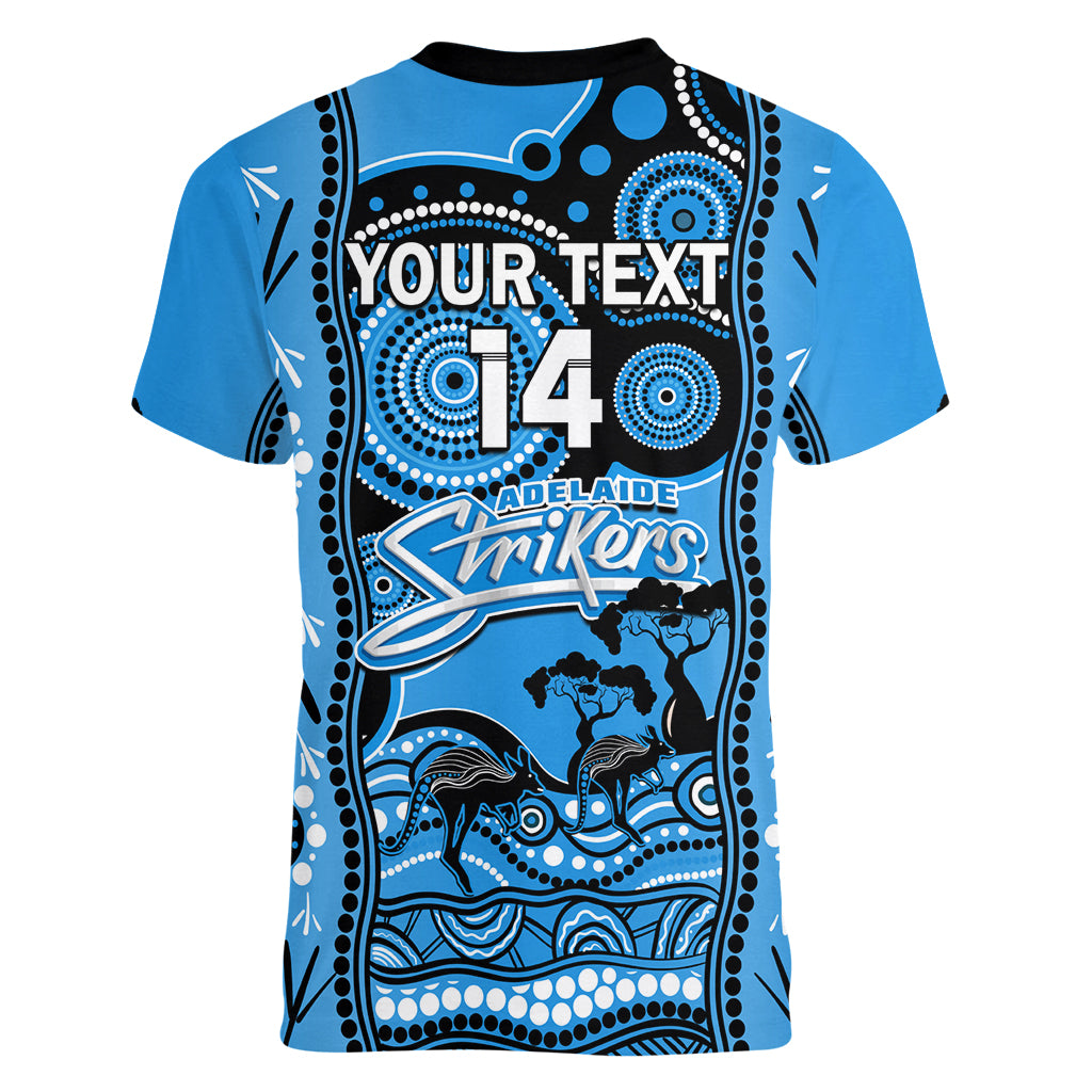 Custom Adelaide Strikers Cricket Women V Neck T Shirt Happy Australia Day Aboriginal Art - Vibe Hoodie Shop