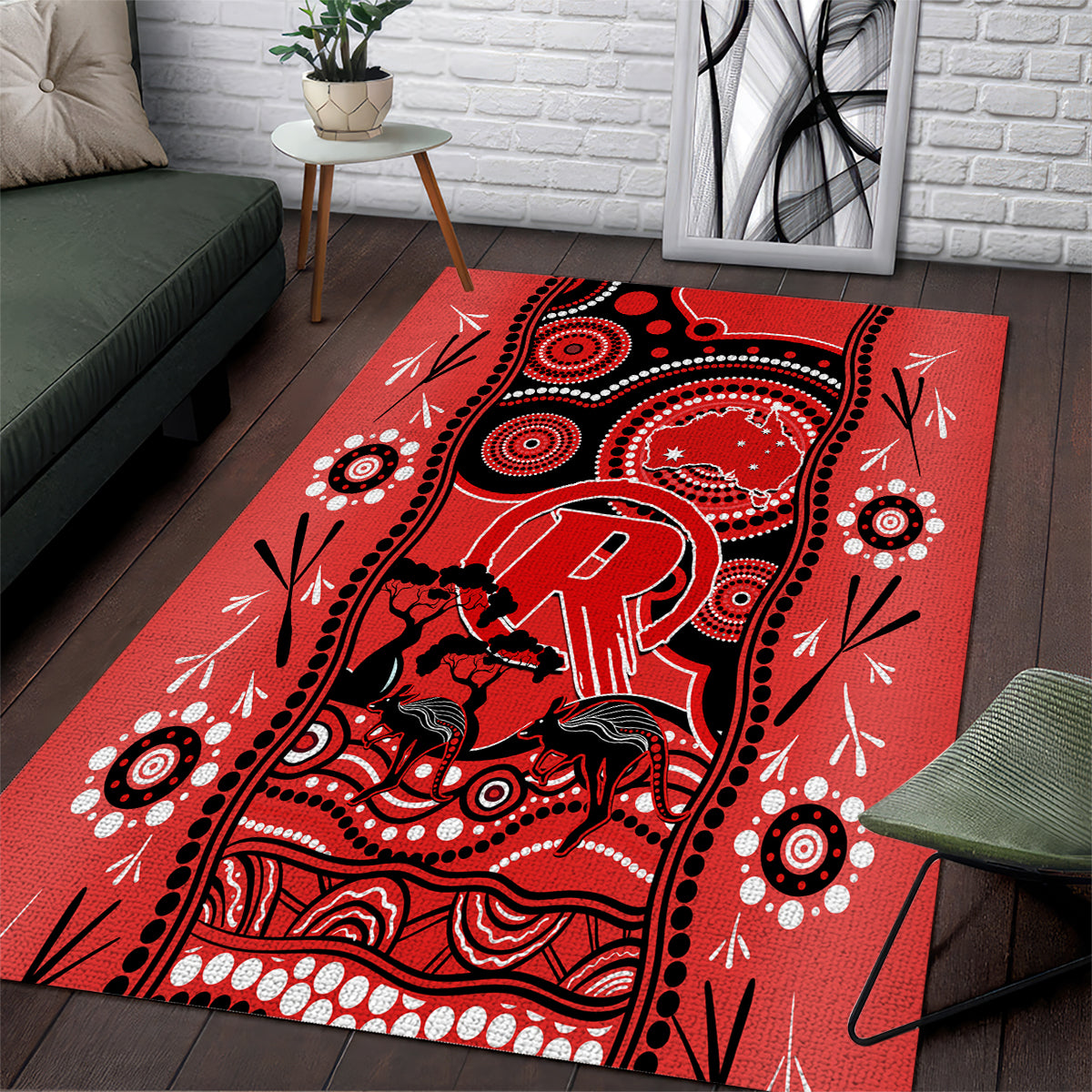 Melbourne Renegades Cricket Area Rug Happy Australia Day Aboriginal Art - Vibe Hoodie Shop