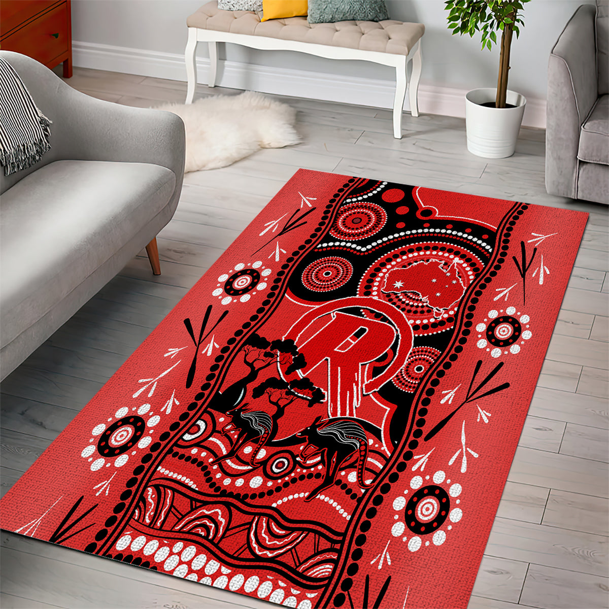 Melbourne Renegades Cricket Area Rug Happy Australia Day Aboriginal Art - Vibe Hoodie Shop