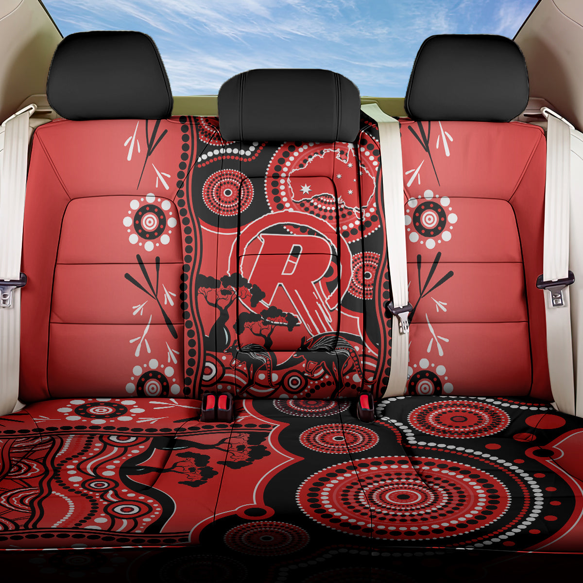 Melbourne Renegades Cricket Back Car Seat Cover Happy Australia Day Aboriginal Art LT14