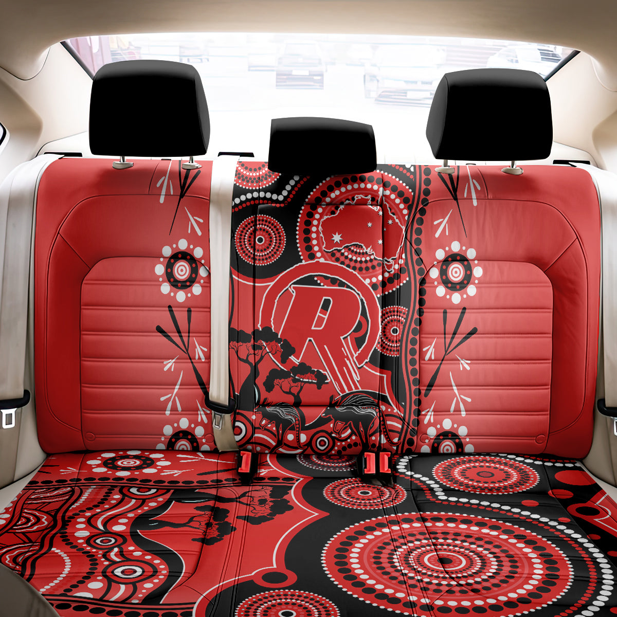 Melbourne Renegades Cricket Back Car Seat Cover Happy Australia Day Aboriginal Art LT14