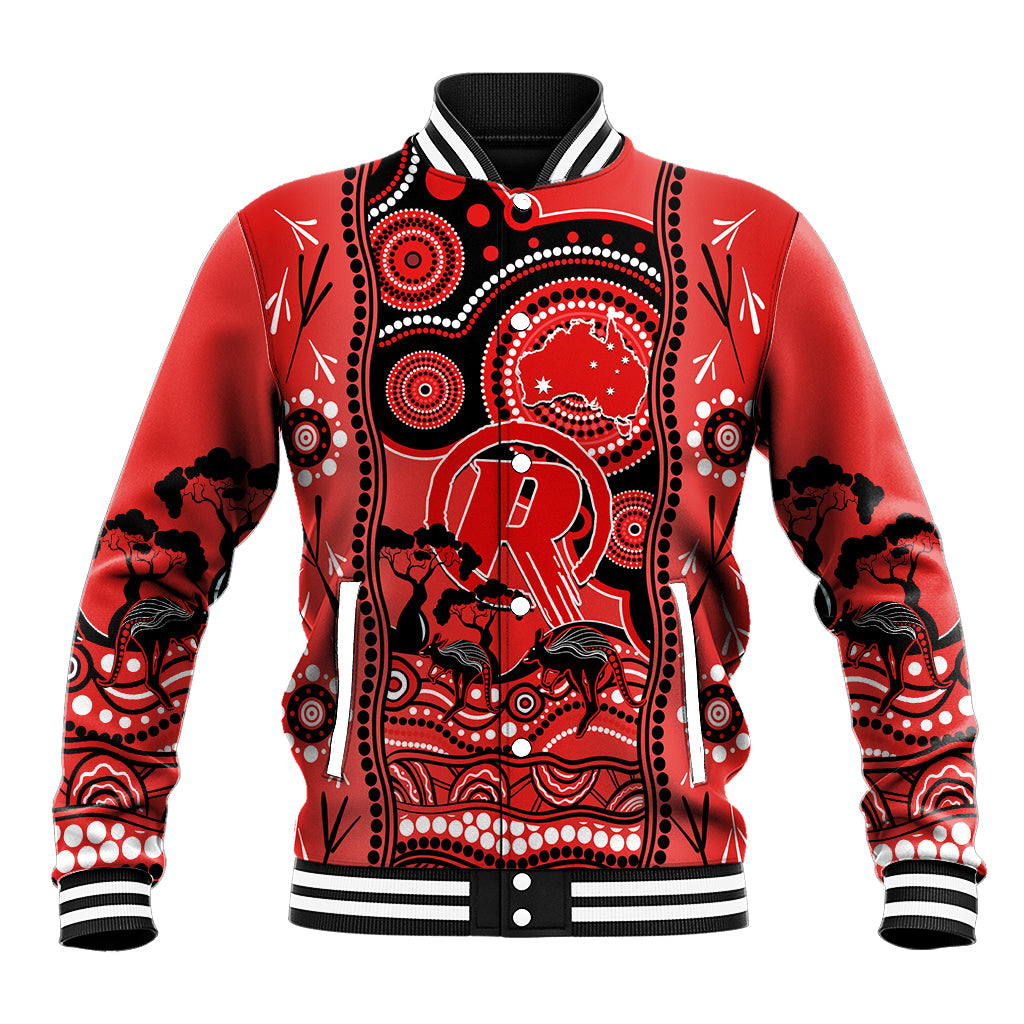 Melbourne Renegades Cricket Baseball Jacket Happy Australia Day Aboriginal Art - Vibe Hoodie Shop