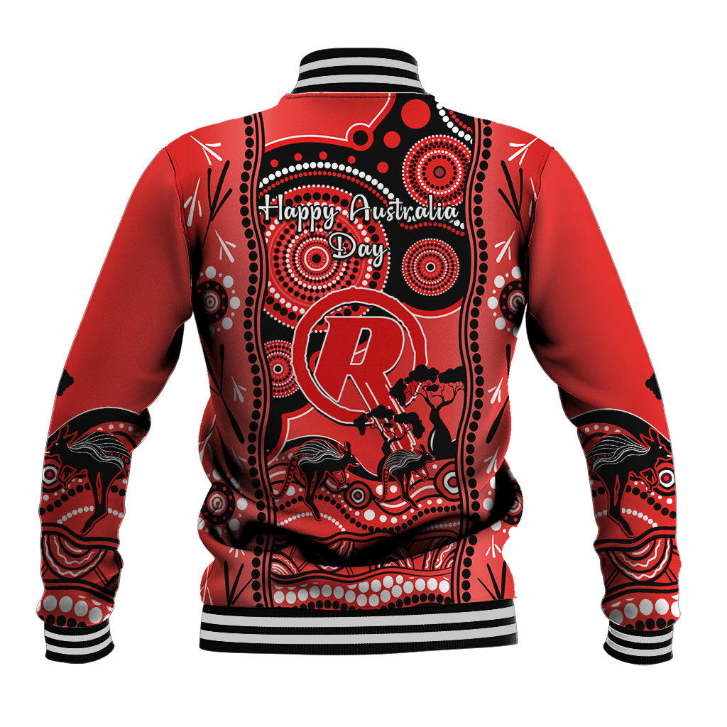 Melbourne Renegades Cricket Baseball Jacket Happy Australia Day Aboriginal Art - Vibe Hoodie Shop