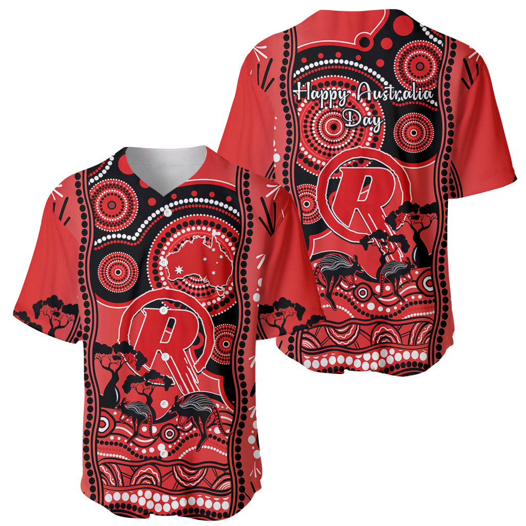 Melbourne Renegades Cricket Baseball Jersey Happy Australia Day Aboriginal Art - Vibe Hoodie Shop