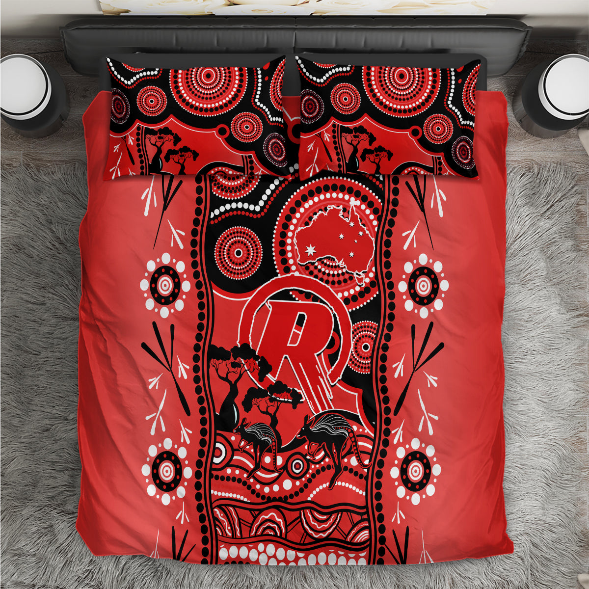 Melbourne Renegades Cricket Bedding Set Happy Australia Day Aboriginal Art - Vibe Hoodie Shop