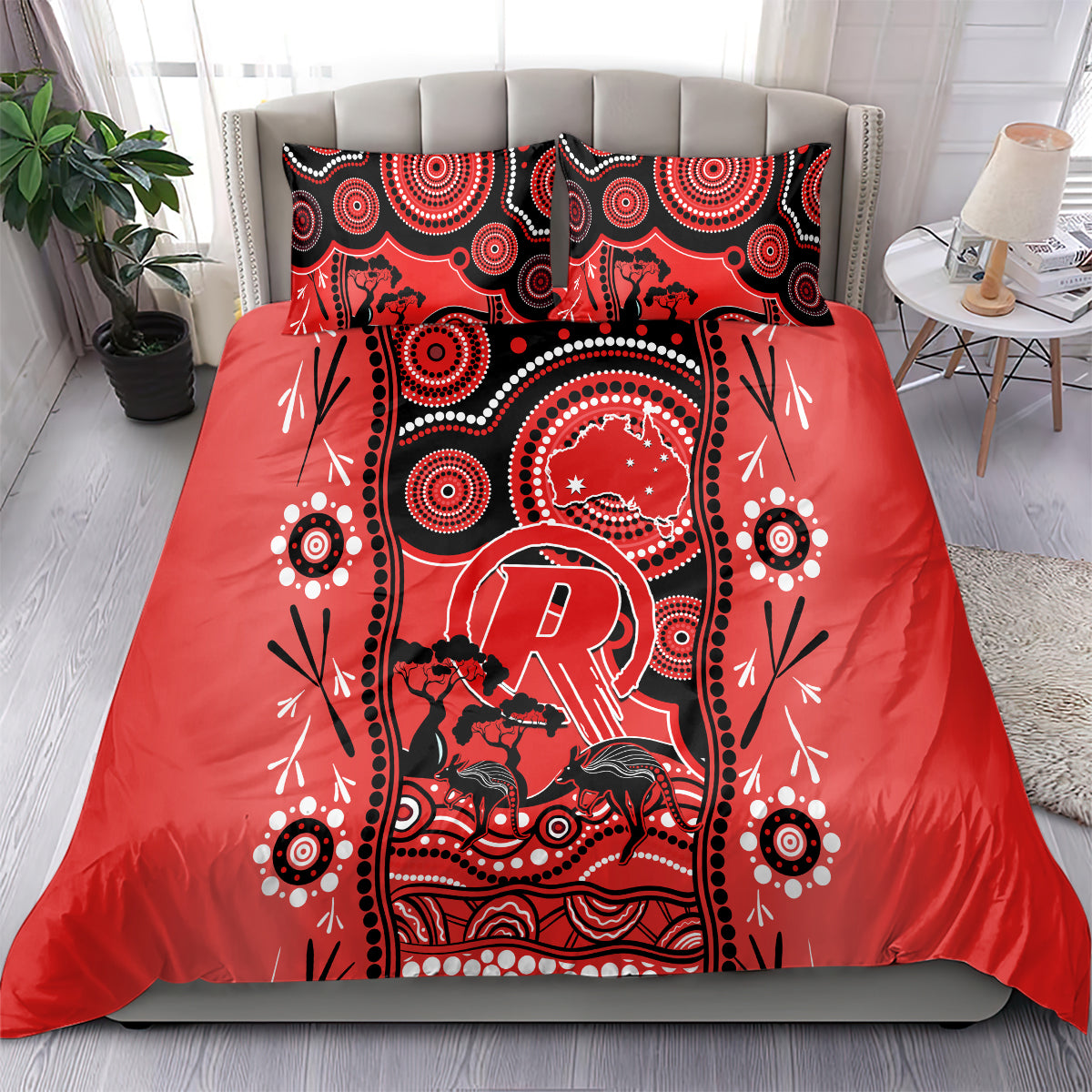 Melbourne Renegades Cricket Bedding Set Happy Australia Day Aboriginal Art - Vibe Hoodie Shop