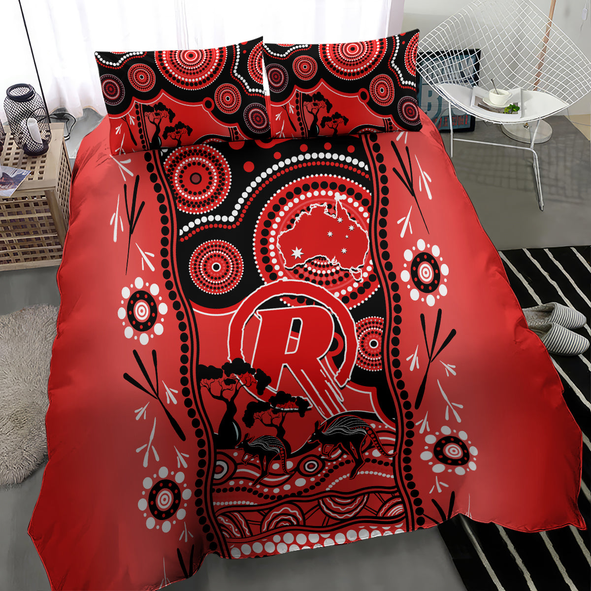 Melbourne Renegades Cricket Bedding Set Happy Australia Day Aboriginal Art - Vibe Hoodie Shop