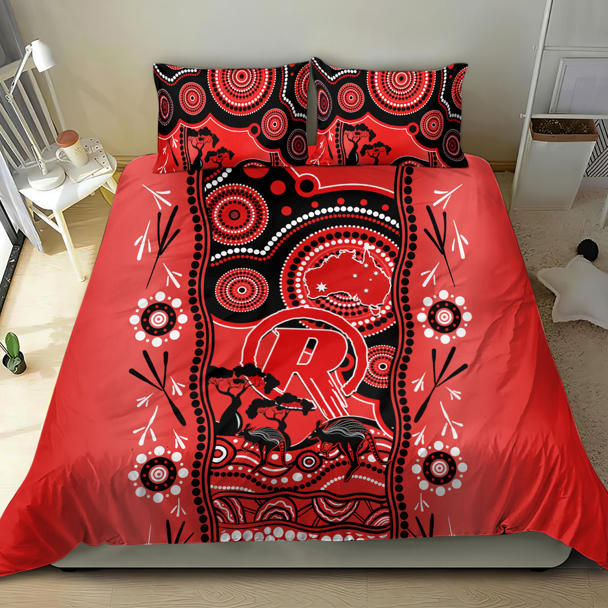 Melbourne Renegades Cricket Bedding Set Happy Australia Day Aboriginal Art - Vibe Hoodie Shop