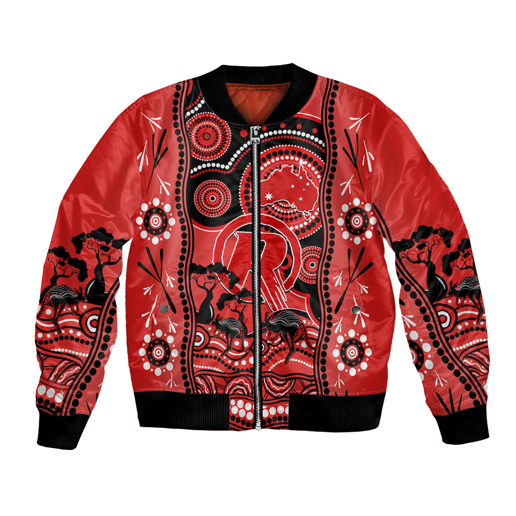 Melbourne Renegades Cricket Bomber Jacket Happy Australia Day Aboriginal Art - Vibe Hoodie Shop