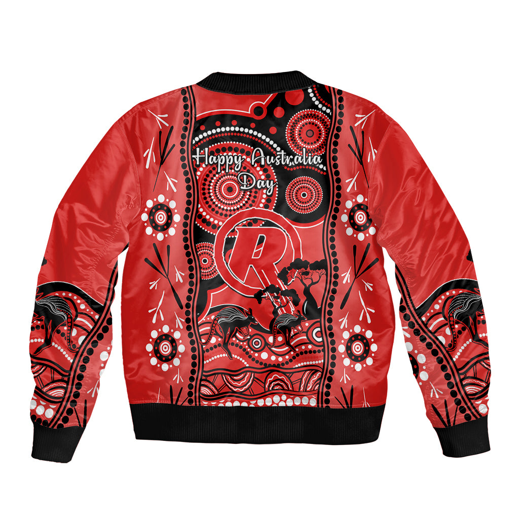 Melbourne Renegades Cricket Bomber Jacket Happy Australia Day Aboriginal Art - Vibe Hoodie Shop