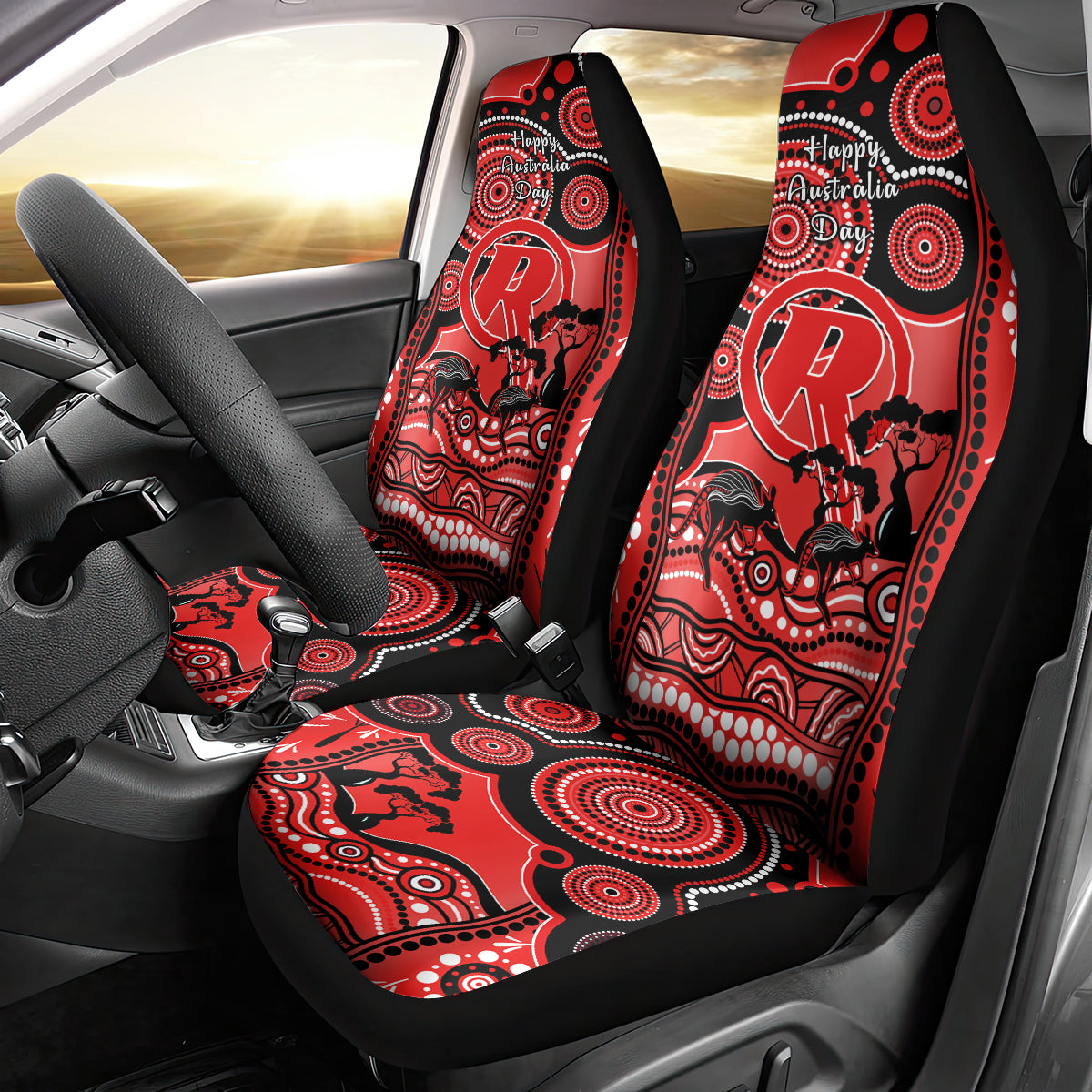 Melbourne Renegades Cricket Car Seat Cover Happy Australia Day Aboriginal Art - Vibe Hoodie Shop