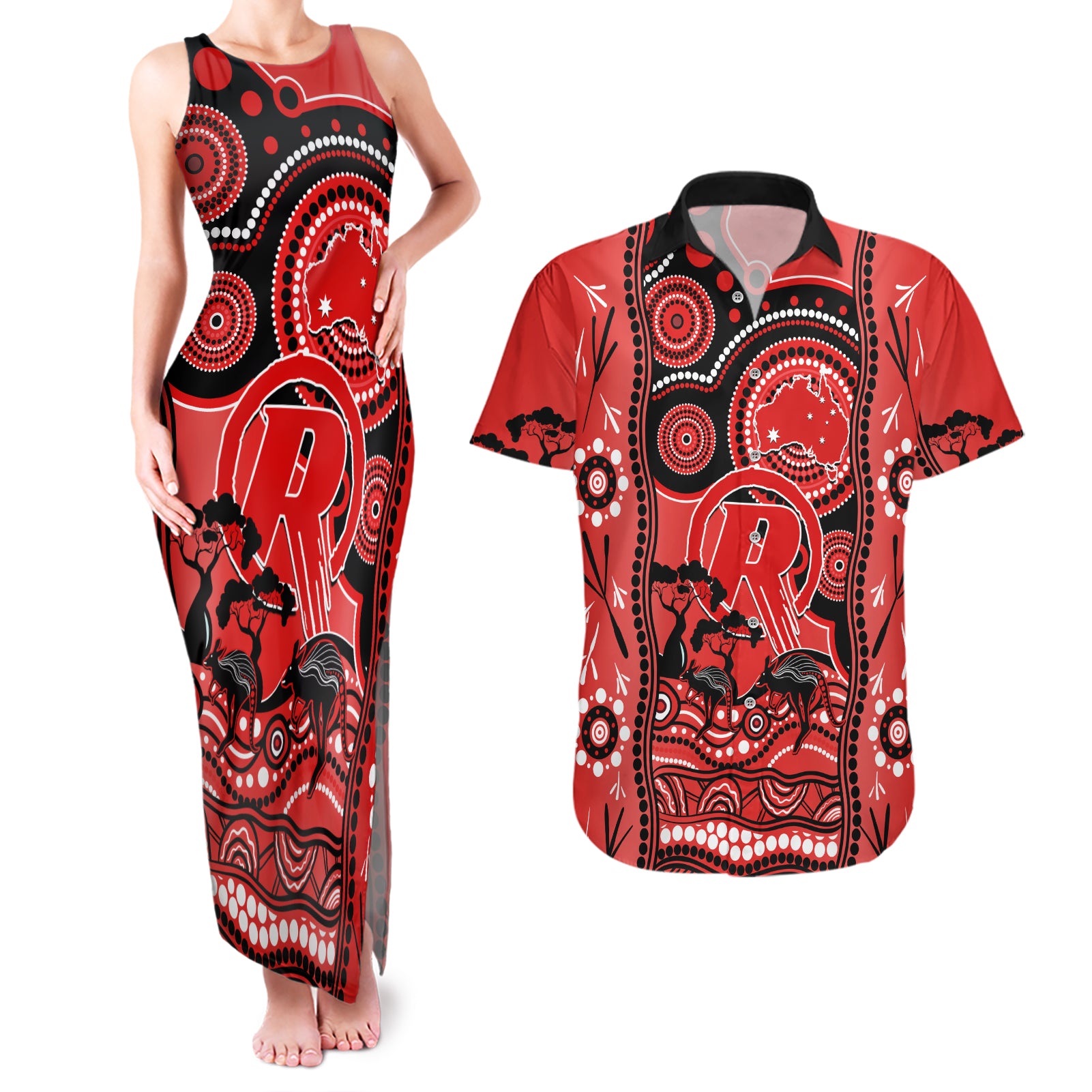 melbourne-renegades-cricket-couples-matching-tank-maxi-dress-and-hawaiian-shirt-happy-australia-day-aboriginal-art