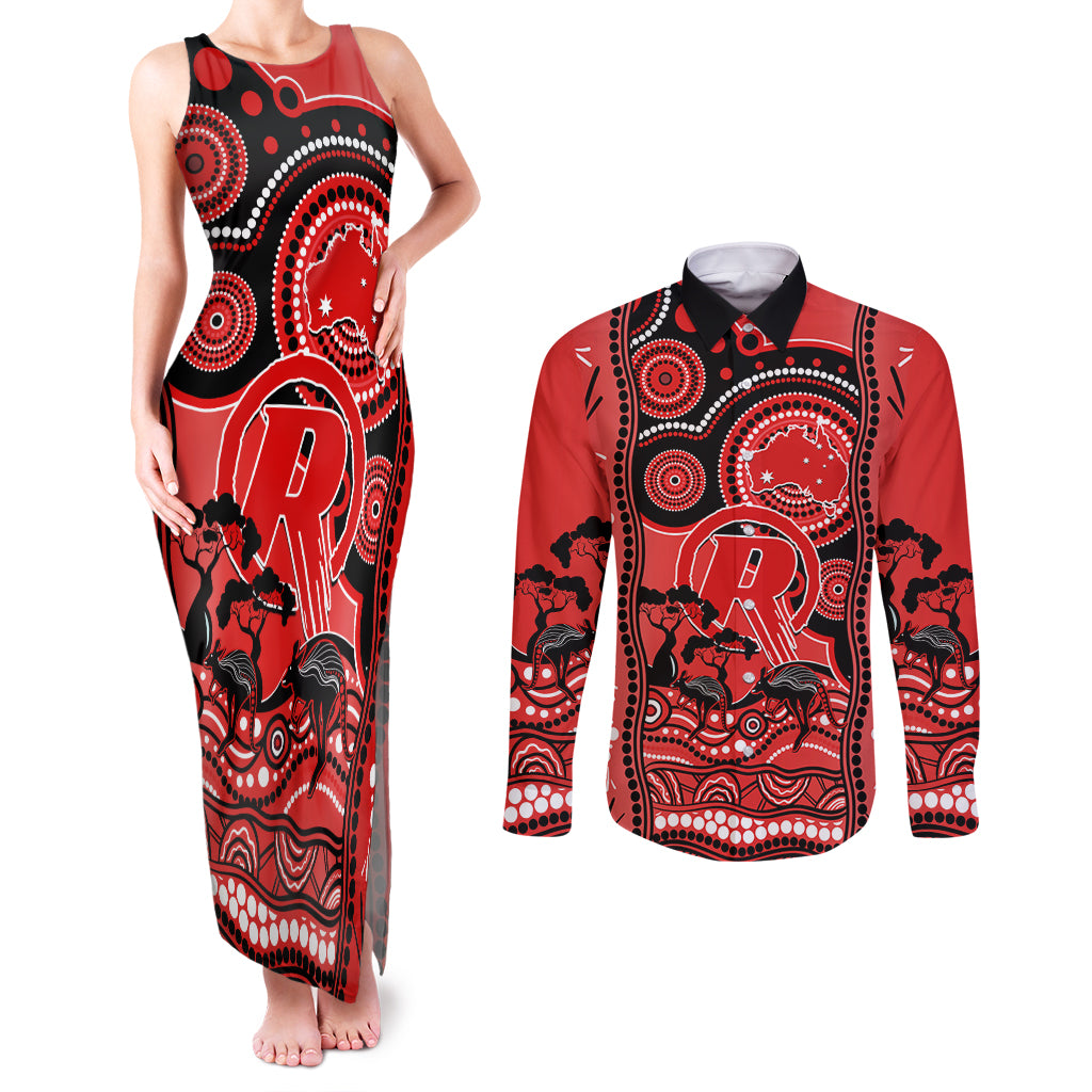 melbourne-renegades-cricket-couples-matching-tank-maxi-dress-and-long-sleeve-button-shirt-happy-australia-day-aboriginal-art