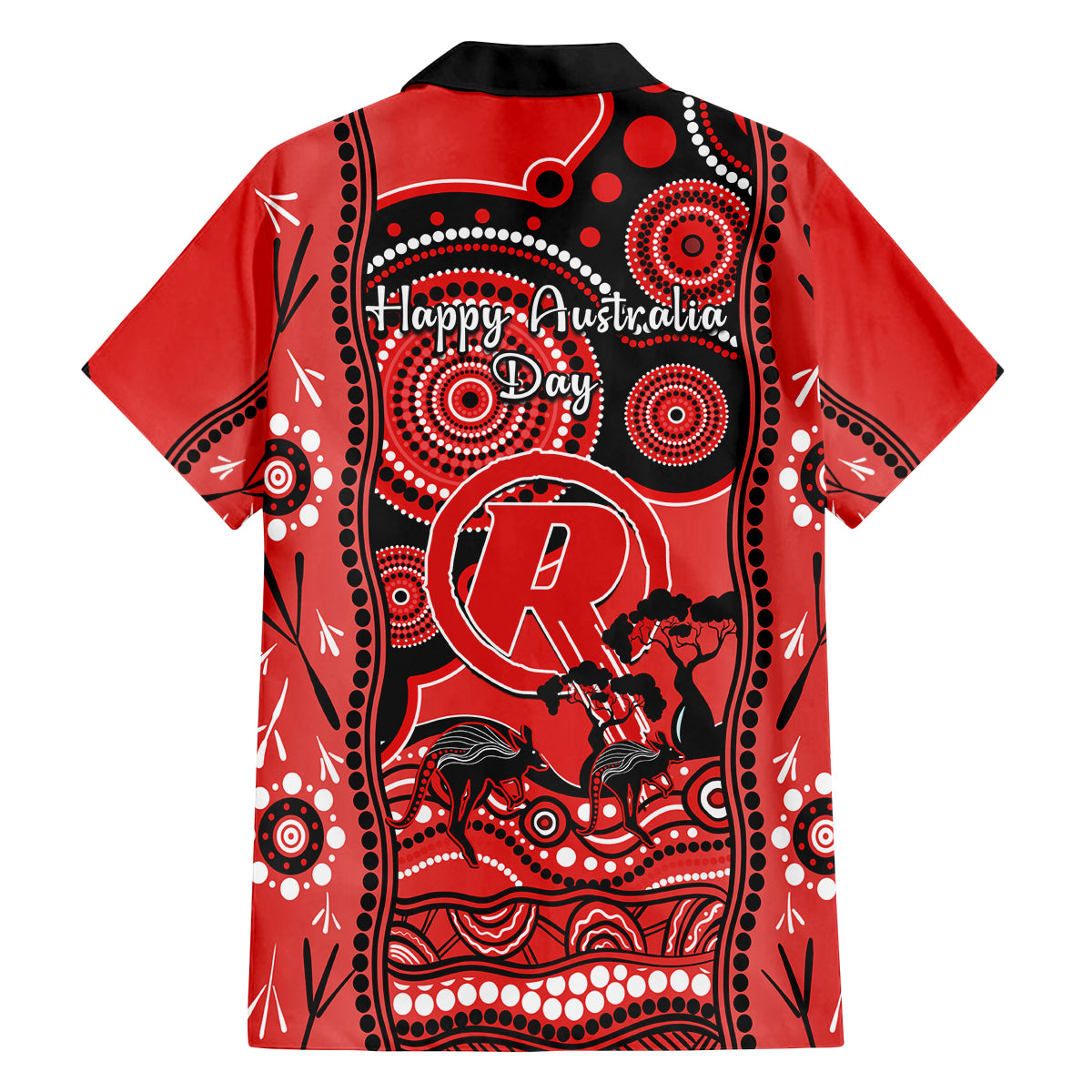 melbourne-renegades-cricket-family-matching-off-shoulder-maxi-dress-and-hawaiian-shirt-happy-australia-day-aboriginal-art