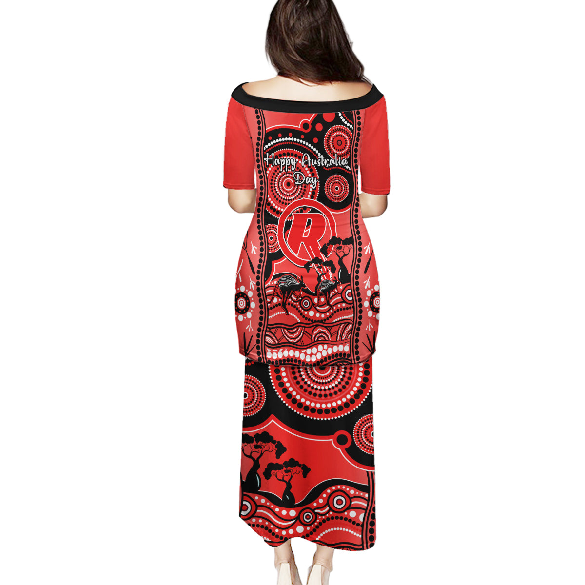 melbourne-renegades-cricket-family-matching-puletasi-dress-and-hawaiian-shirt-happy-australia-day-aboriginal-art