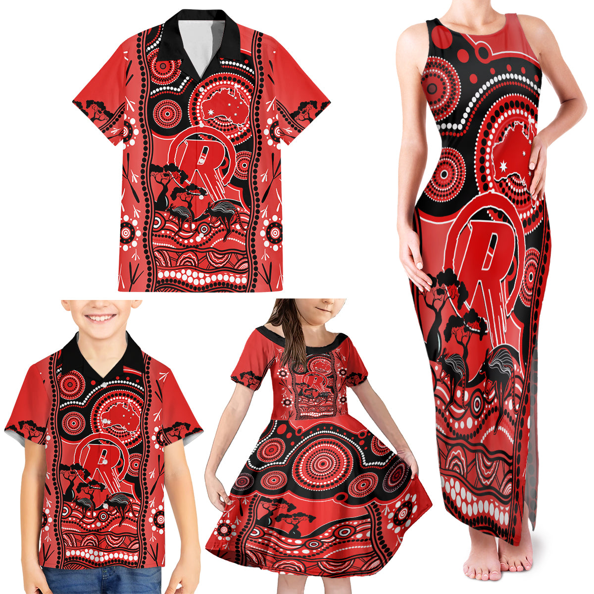 melbourne-renegades-cricket-family-matching-tank-maxi-dress-and-hawaiian-shirt-happy-australia-day-aboriginal-art