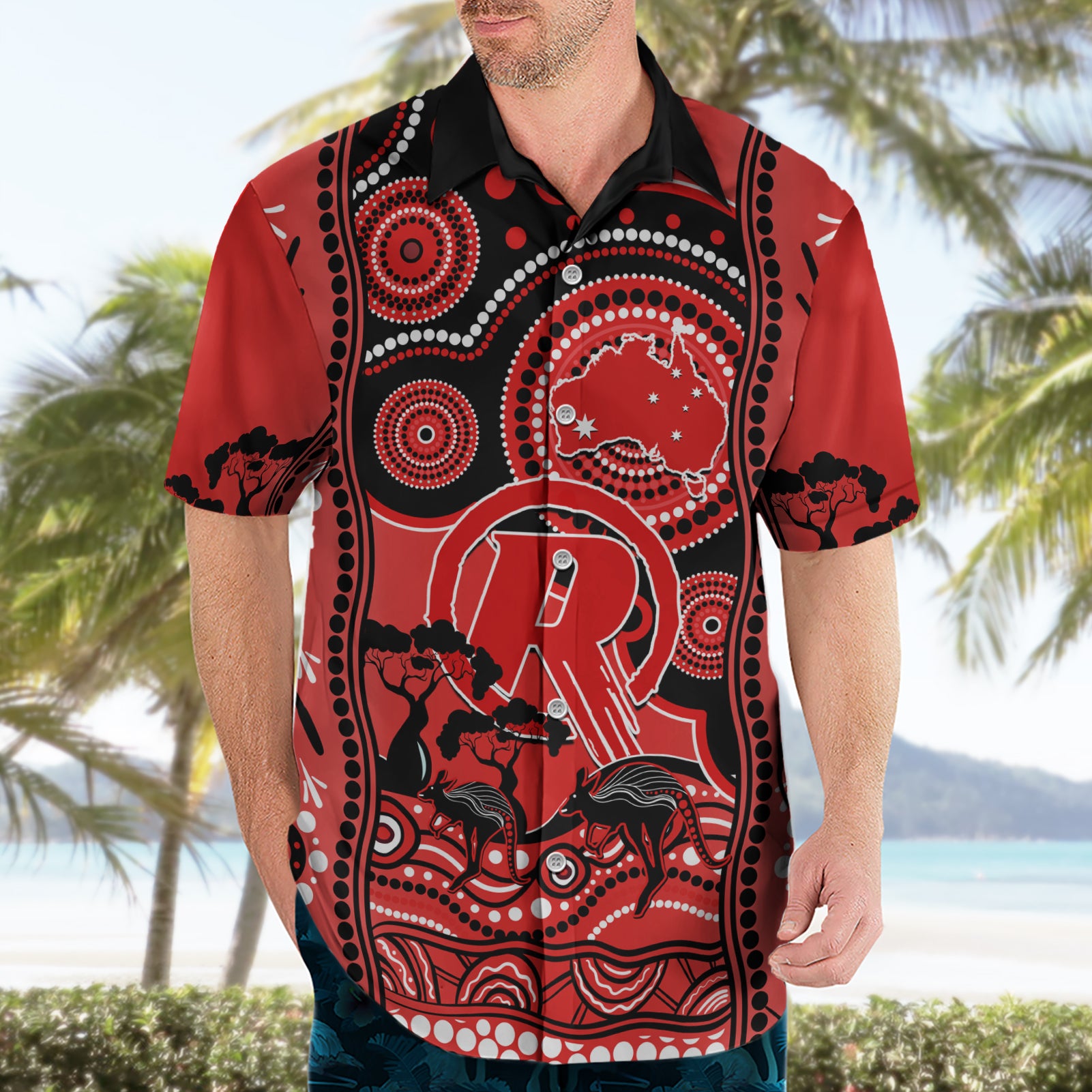 Melbourne Renegades Cricket Hawaiian Shirt Happy Australia Day Aboriginal Art - Vibe Hoodie Shop