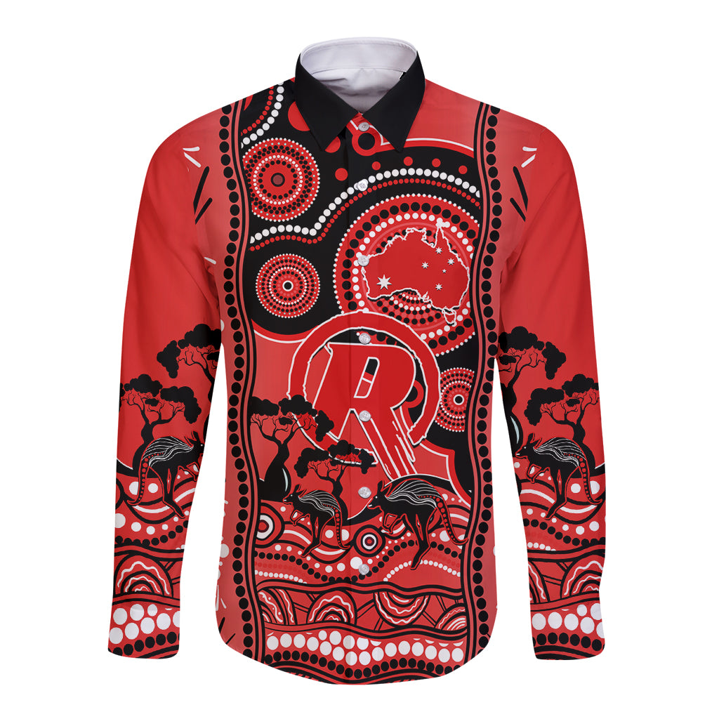 Melbourne Renegades Cricket Long Sleeve Button Shirt Happy Australia Day Aboriginal Art - Vibe Hoodie Shop