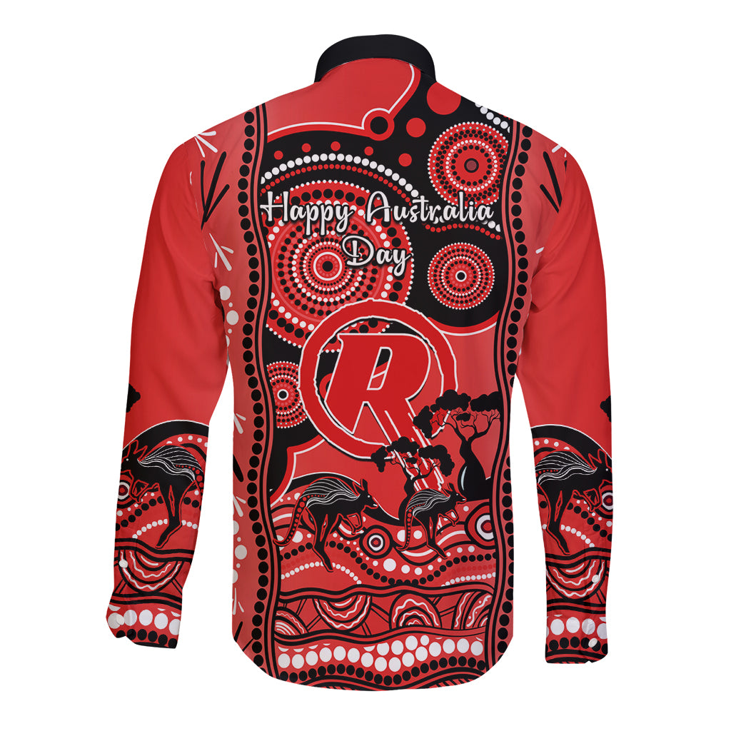 Melbourne Renegades Cricket Long Sleeve Button Shirt Happy Australia Day Aboriginal Art - Vibe Hoodie Shop