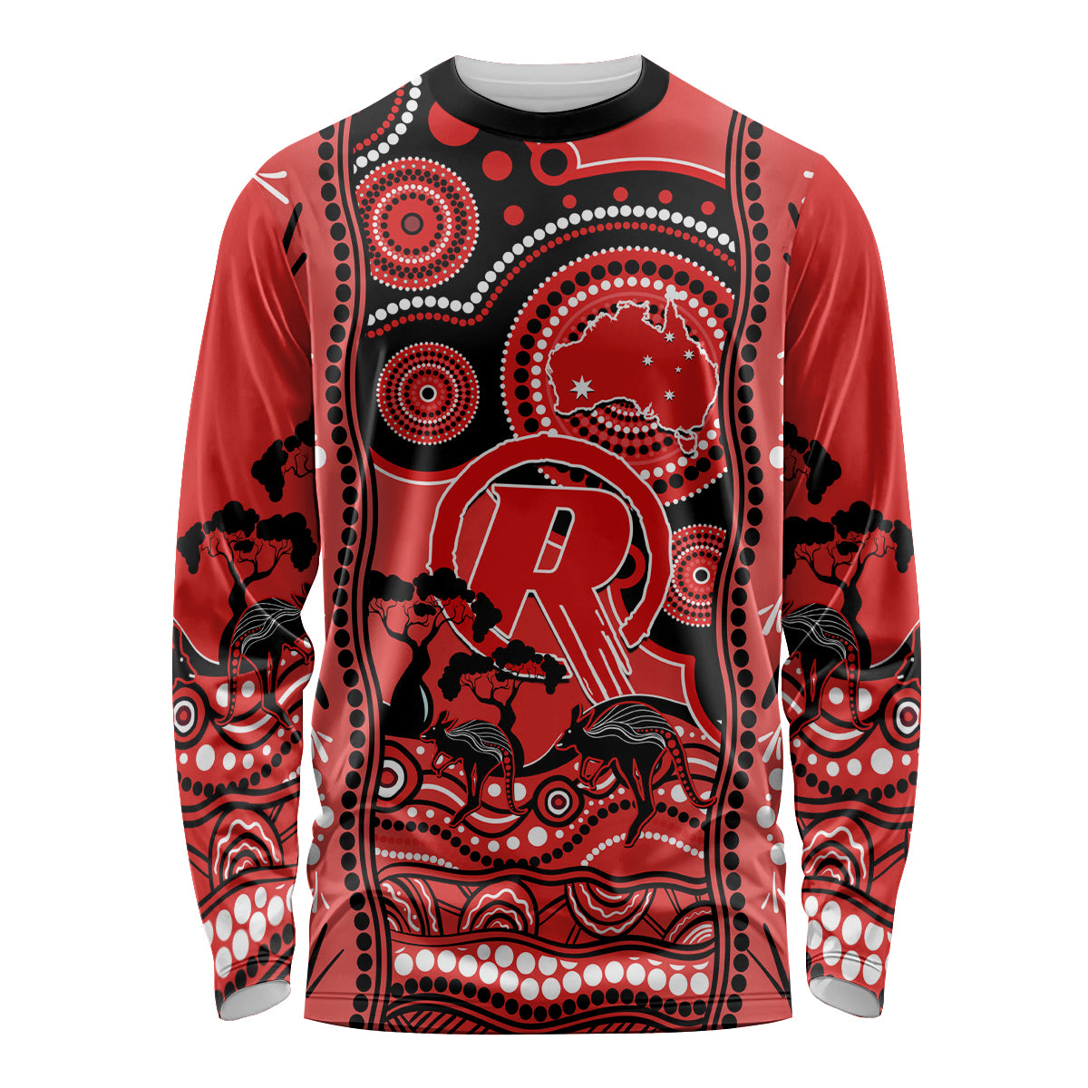 Melbourne Renegades Cricket Long Sleeve Shirt Happy Australia Day Aboriginal Art - Vibe Hoodie Shop