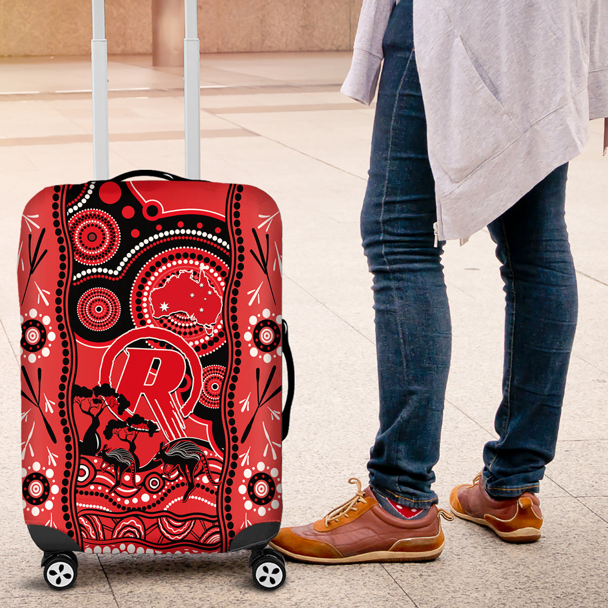 Melbourne Renegades Cricket Luggage Cover Happy Australia Day Aboriginal Art - Vibe Hoodie Shop