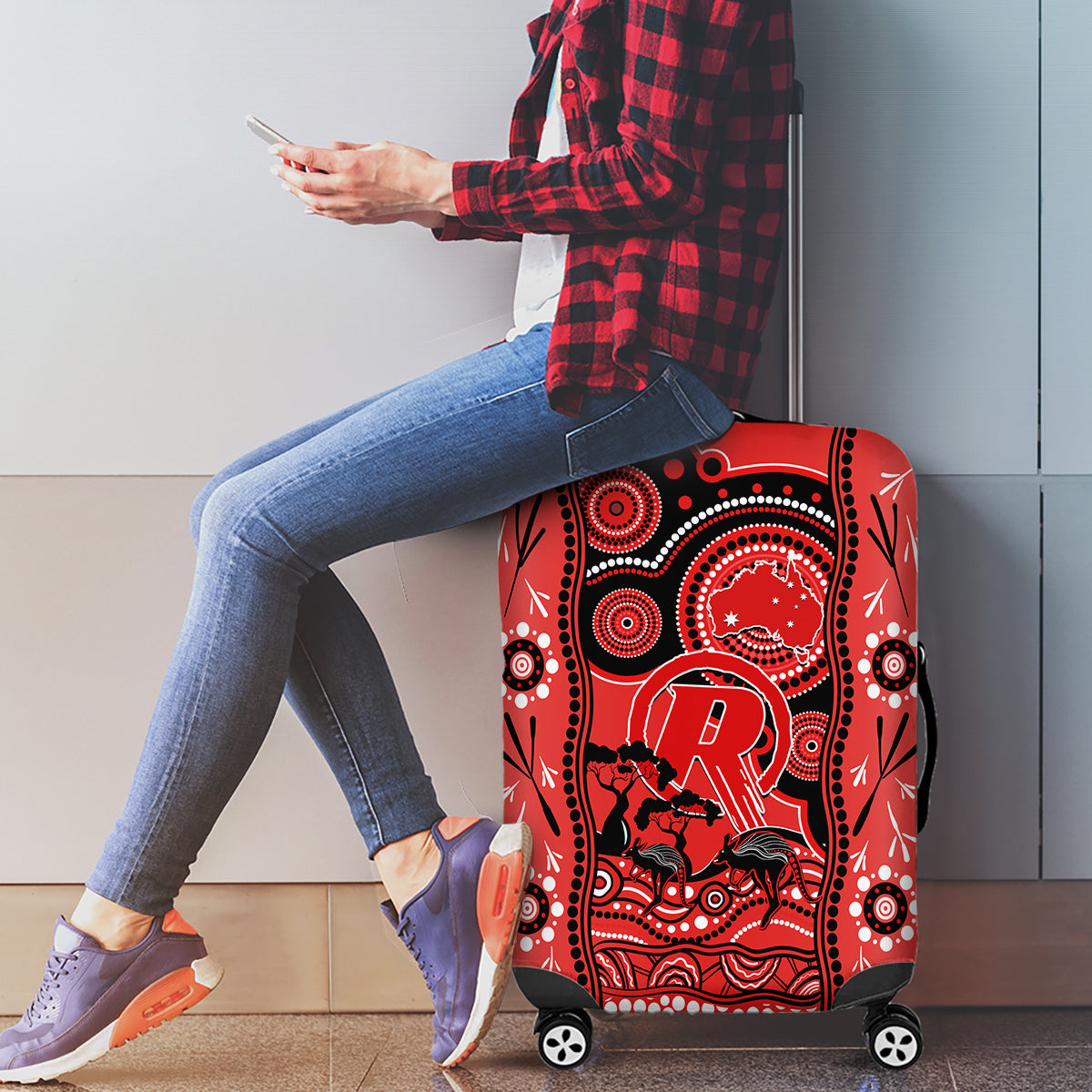 Melbourne Renegades Cricket Luggage Cover Happy Australia Day Aboriginal Art - Vibe Hoodie Shop