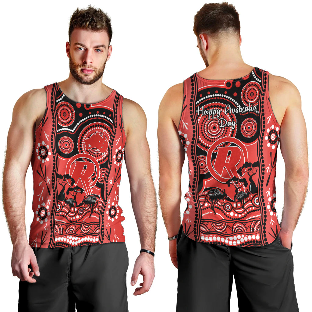 Melbourne Renegades Cricket Men Tank Top Happy Australia Day Aboriginal Art - Vibe Hoodie Shop