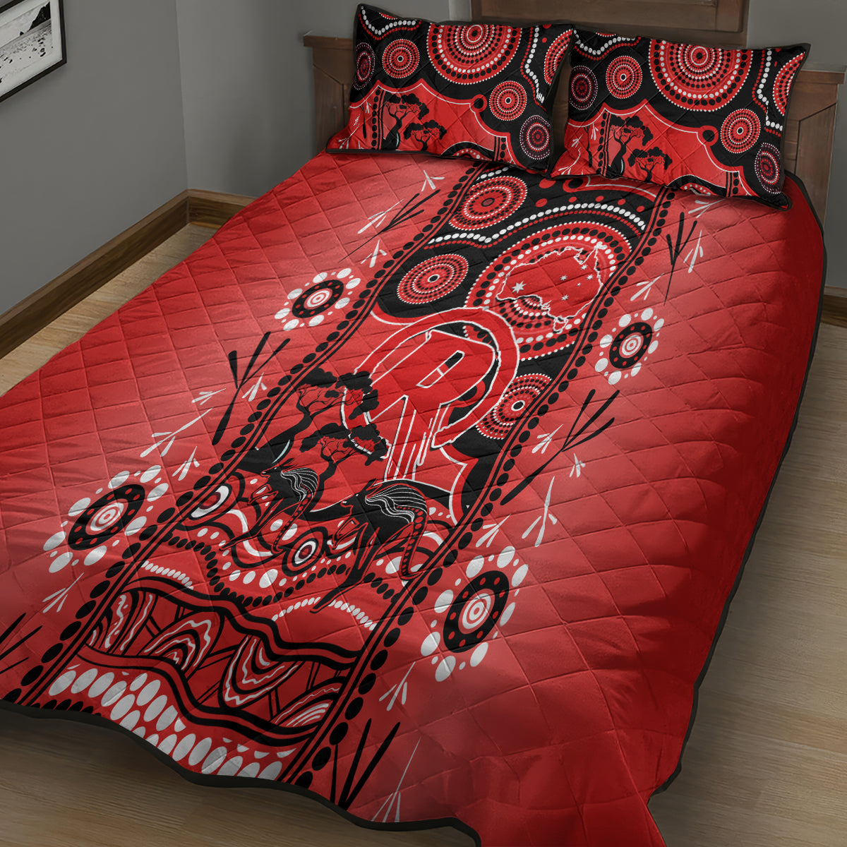 Melbourne Renegades Cricket Quilt Bed Set Happy Australia Day Aboriginal Art - Vibe Hoodie Shop