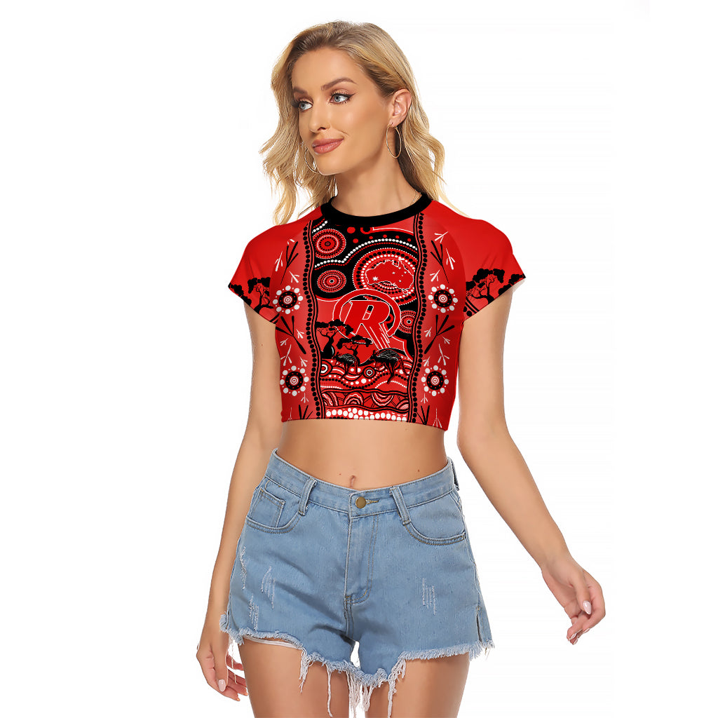 Melbourne Renegades Cricket Raglan Cropped T Shirt Happy Australia Day Aboriginal Art - Vibe Hoodie Shop