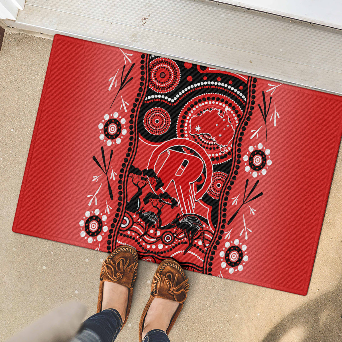 melbourne-renegades-cricket-rubber-doormat-happy-australia-day-aboriginal-art