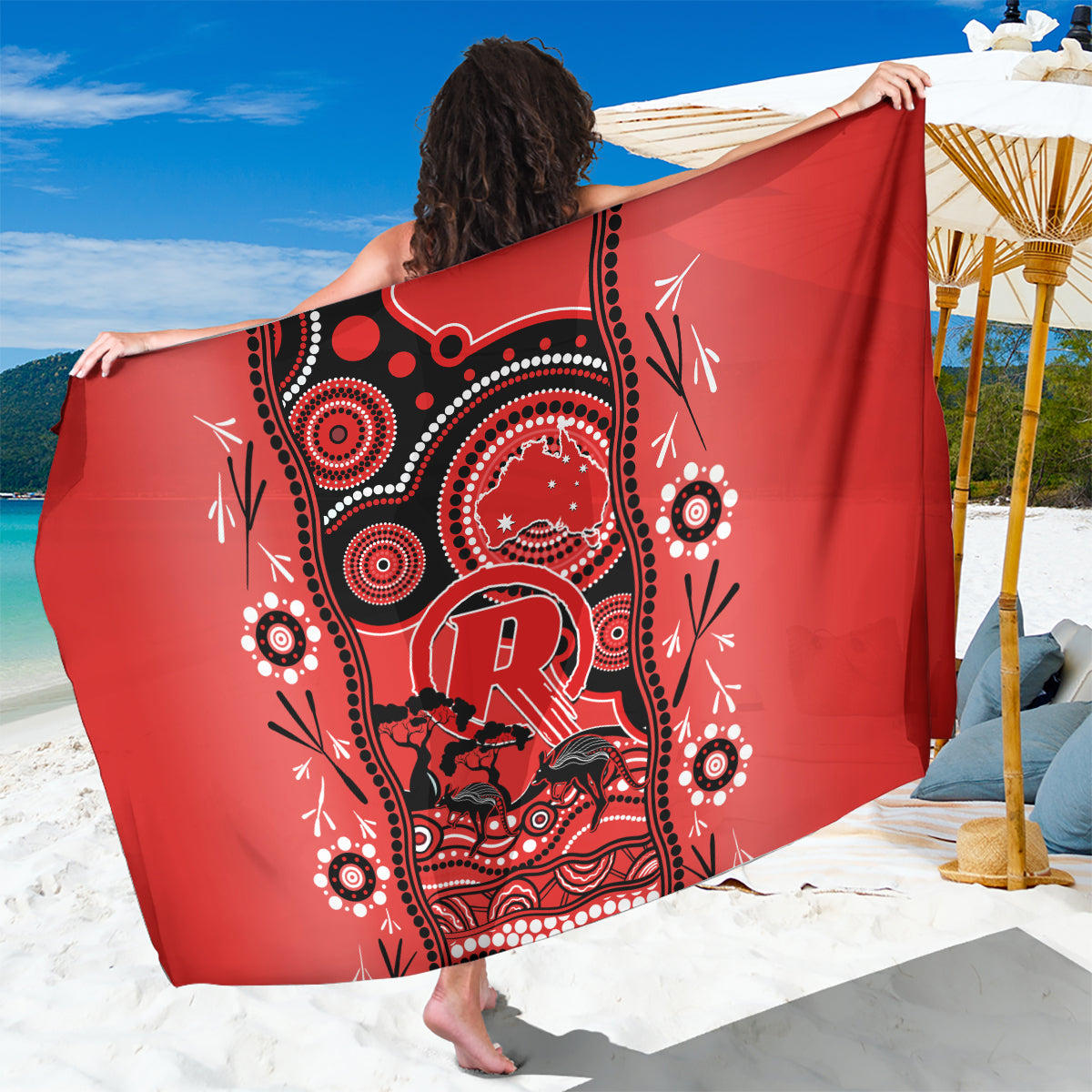 Melbourne Renegades Cricket Sarong Happy Australia Day Aboriginal Art - Vibe Hoodie Shop