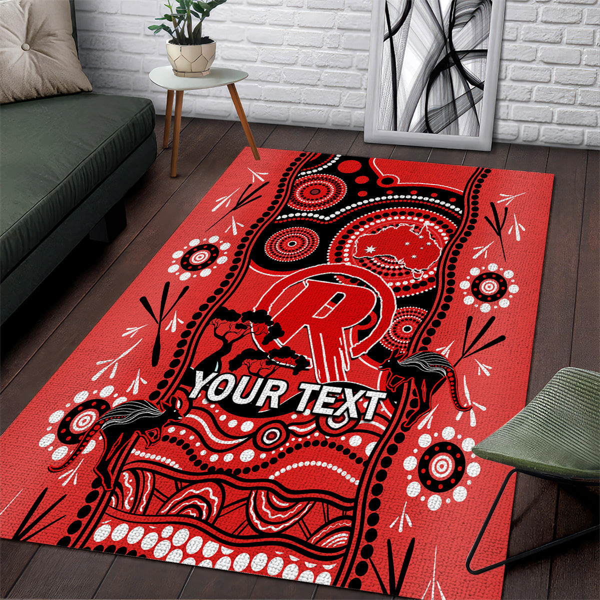 Custom Melbourne Renegades Cricket Area Rug Happy Australia Day Aboriginal Art - Vibe Hoodie Shop