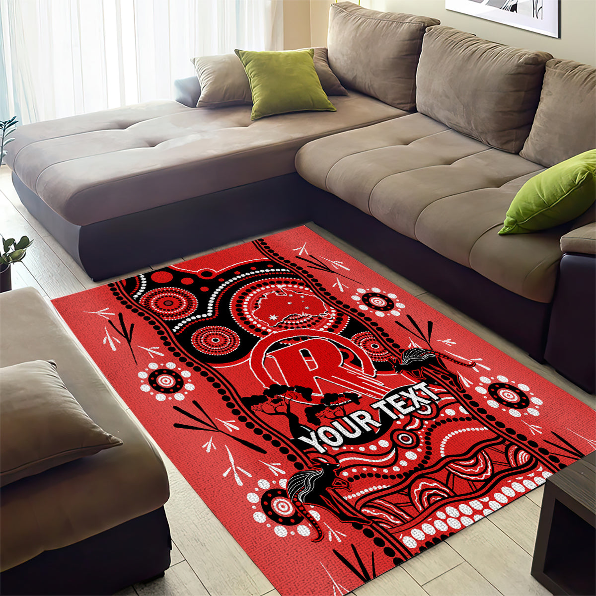 Custom Melbourne Renegades Cricket Area Rug Happy Australia Day Aboriginal Art - Vibe Hoodie Shop