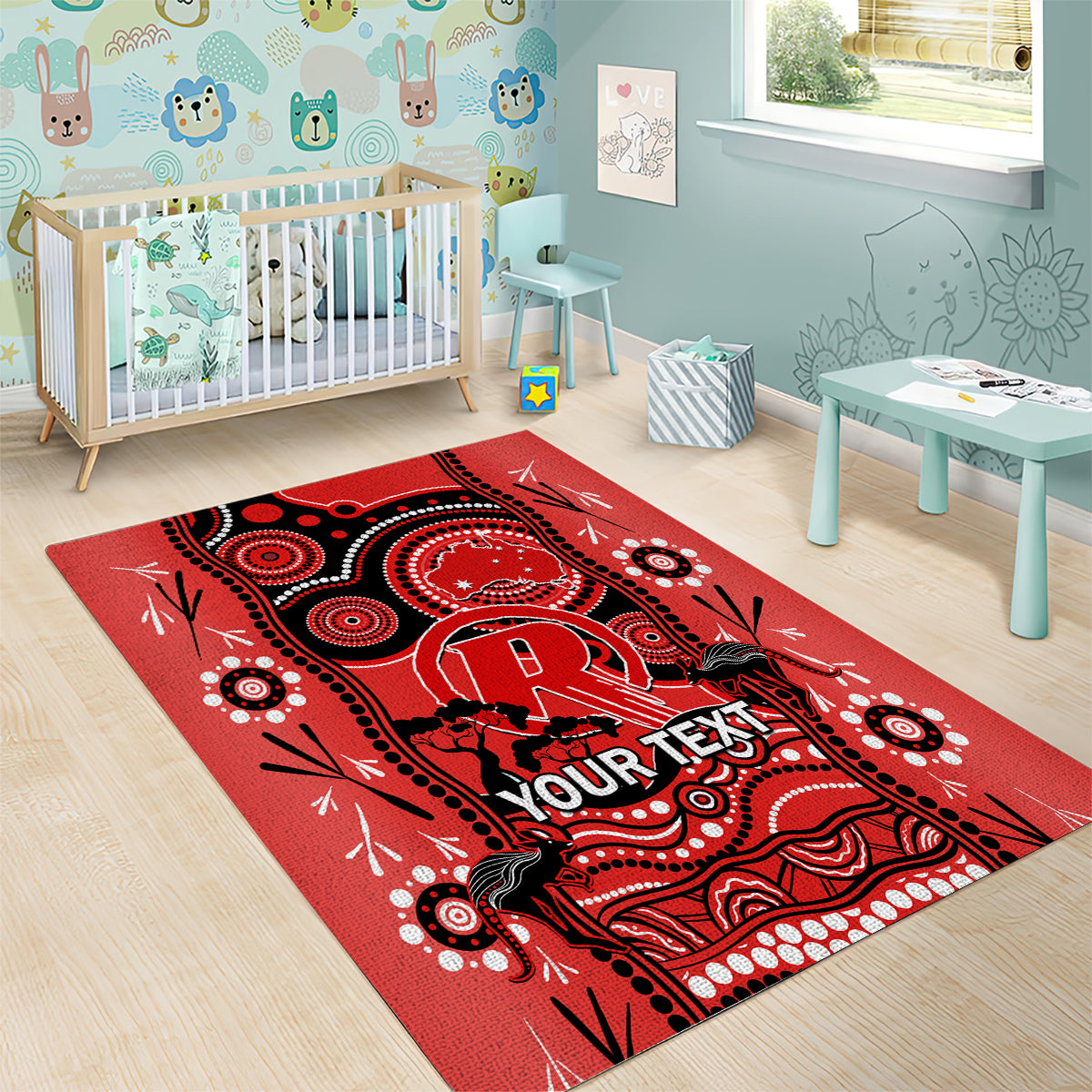 Custom Melbourne Renegades Cricket Area Rug Happy Australia Day Aboriginal Art - Vibe Hoodie Shop