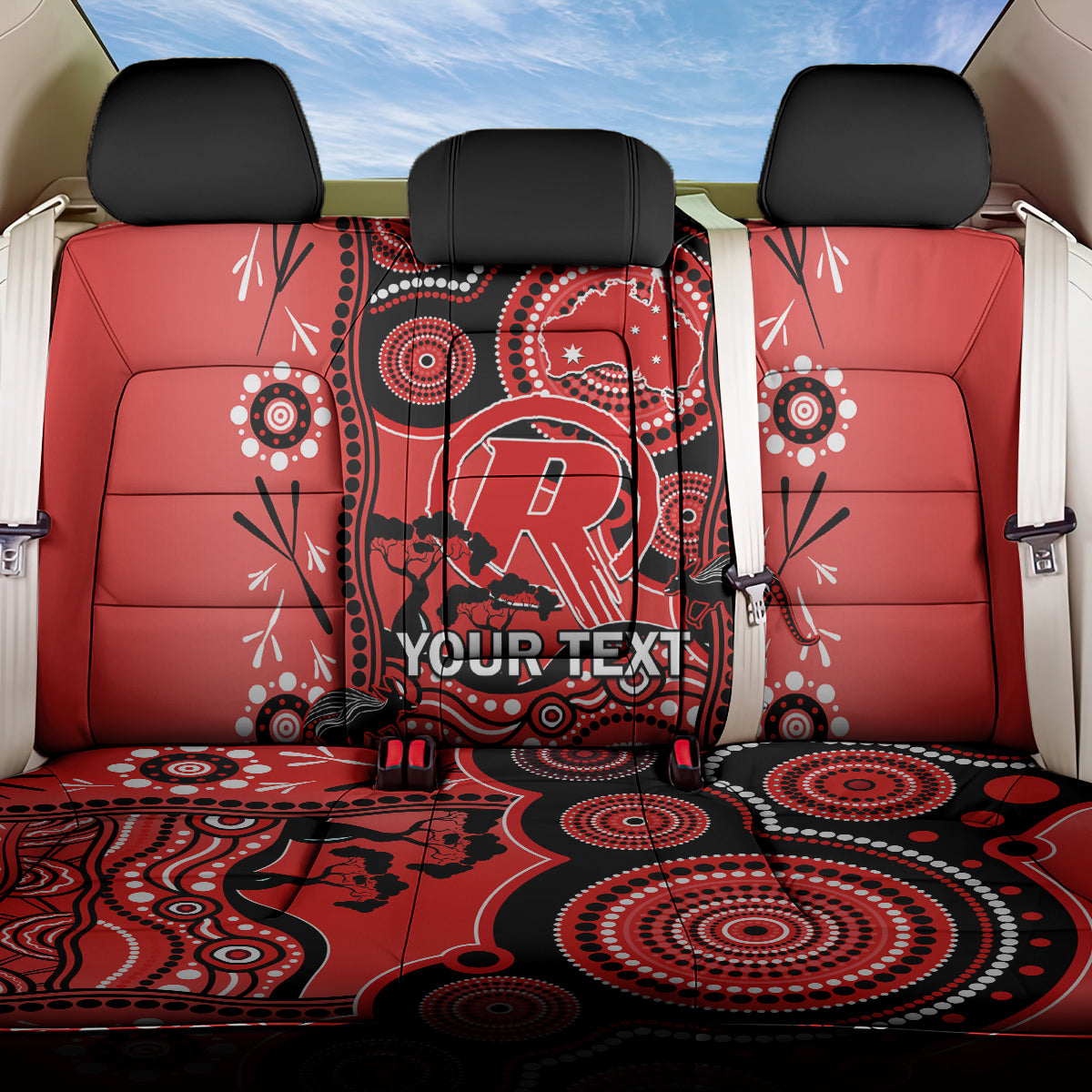 Custom Melbourne Renegades Cricket Back Car Seat Cover Happy Australia Day Aboriginal Art LT14