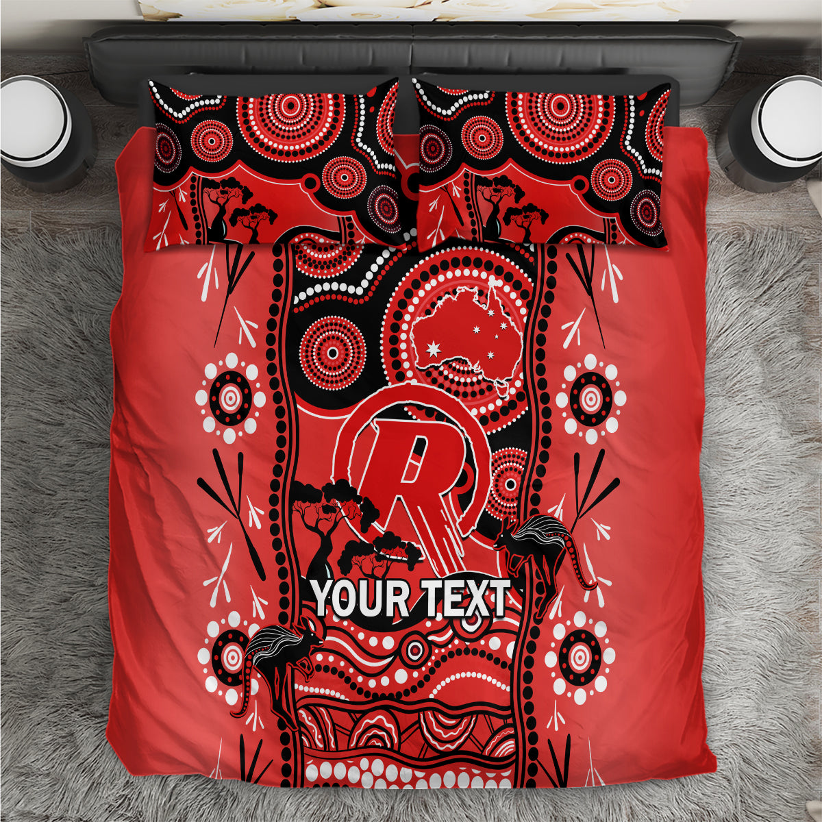 Custom Melbourne Renegades Cricket Bedding Set Happy Australia Day Aboriginal Art - Vibe Hoodie Shop