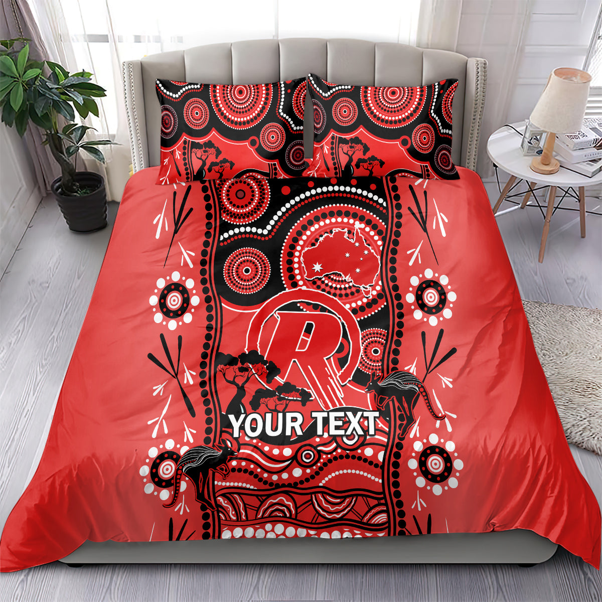 Custom Melbourne Renegades Cricket Bedding Set Happy Australia Day Aboriginal Art - Vibe Hoodie Shop