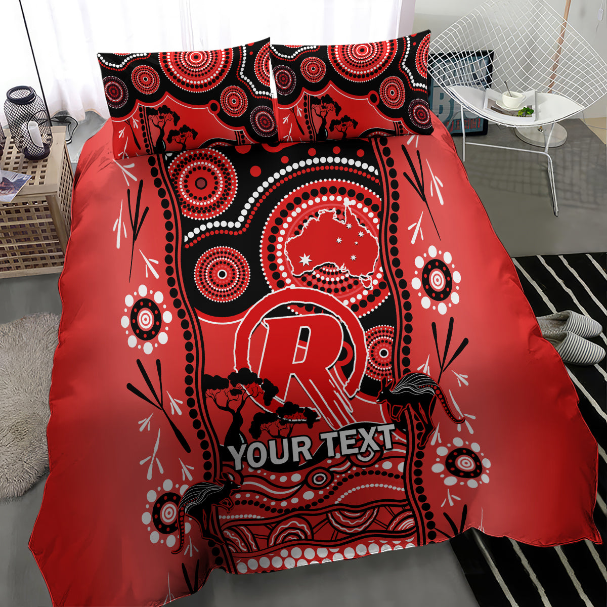 Custom Melbourne Renegades Cricket Bedding Set Happy Australia Day Aboriginal Art - Vibe Hoodie Shop