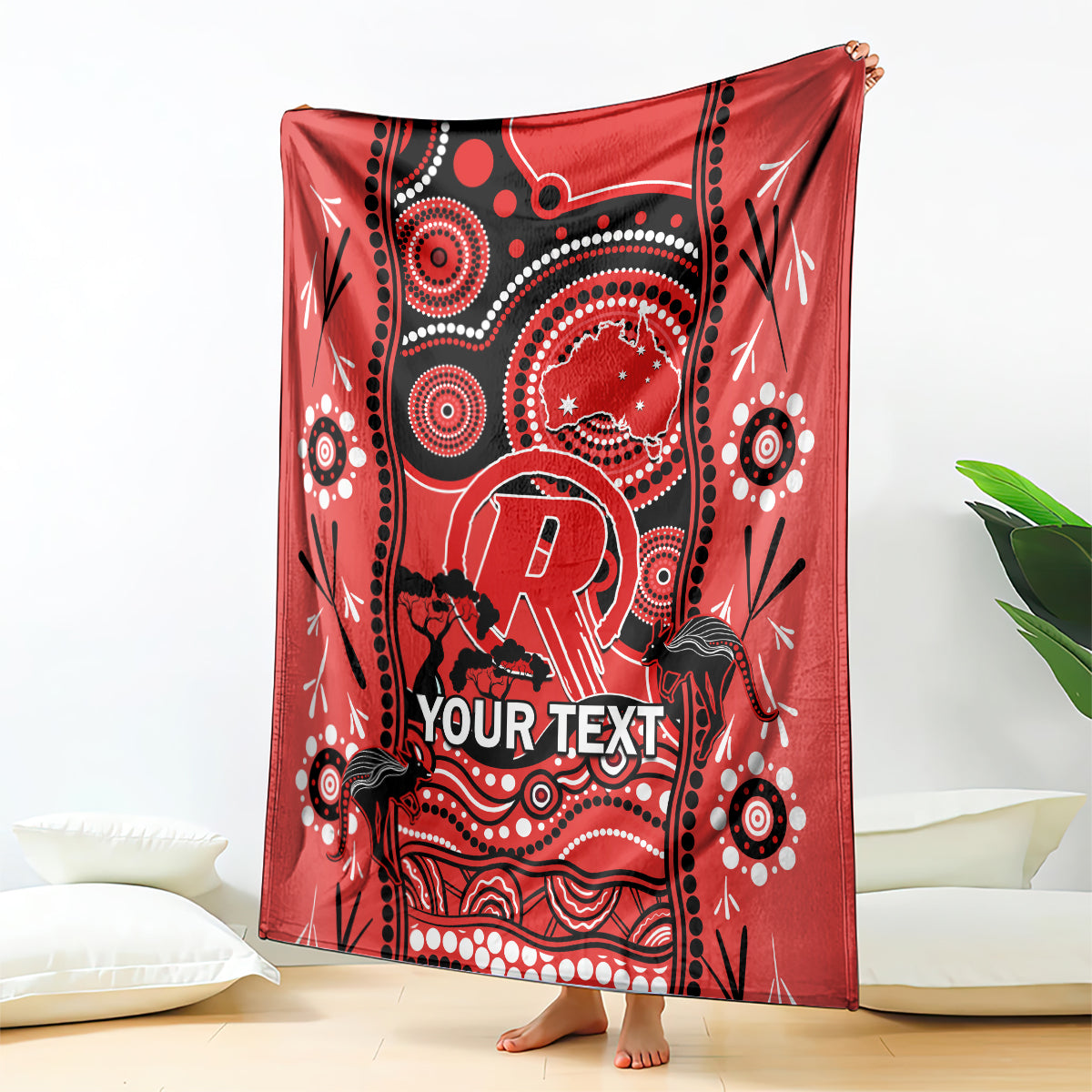 Custom Melbourne Renegades Cricket Blanket Happy Australia Day Aboriginal Art - Vibe Hoodie Shop