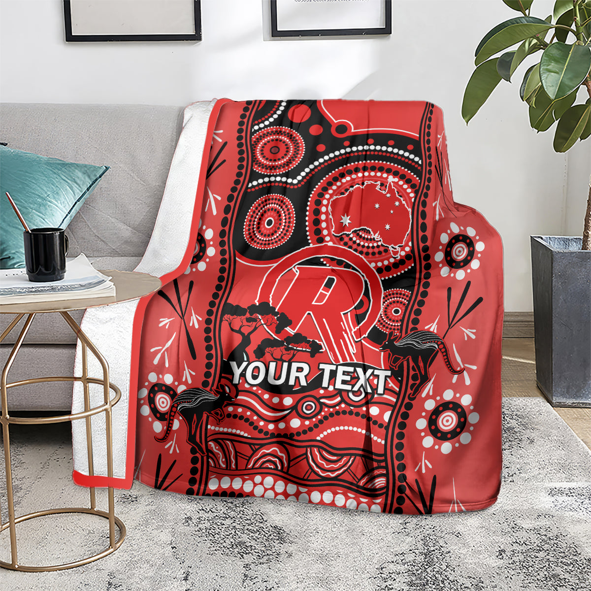 Custom Melbourne Renegades Cricket Blanket Happy Australia Day Aboriginal Art - Vibe Hoodie Shop