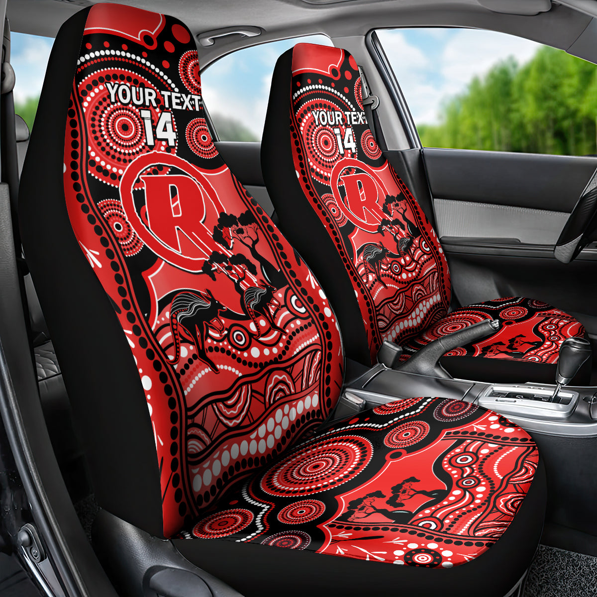 Custom Melbourne Renegades Cricket Car Seat Cover Happy Australia Day Aboriginal Art - Vibe Hoodie Shop