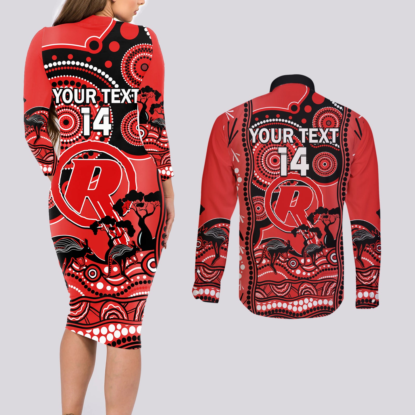 custom-melbourne-renegades-cricket-couples-matching-long-sleeve-bodycon-dress-and-long-sleeve-button-shirt-happy-australia-day-aboriginal-art