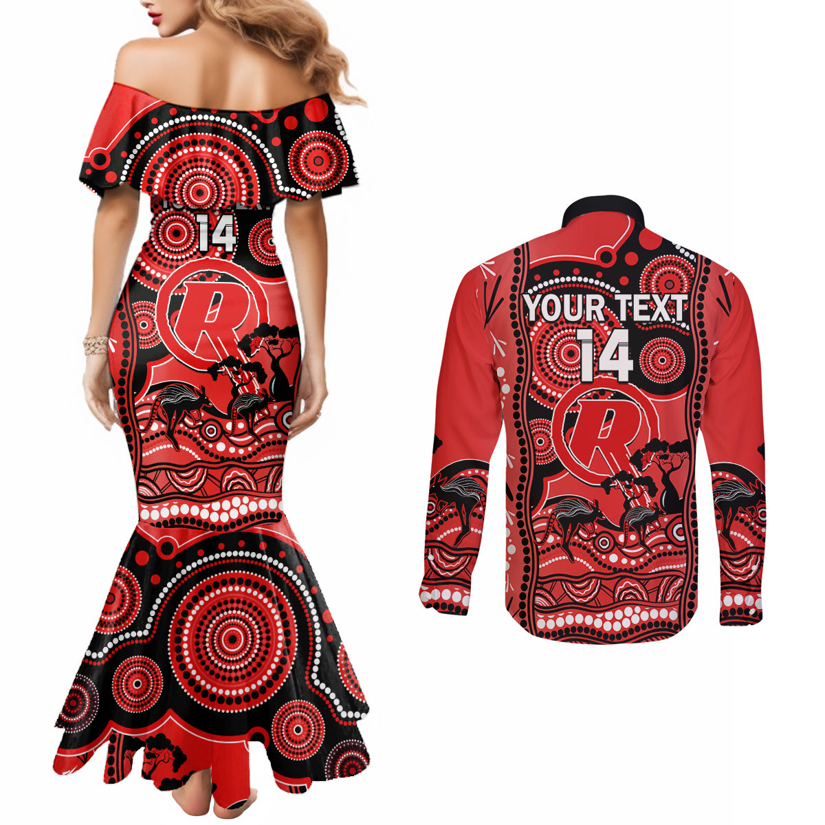 custom-melbourne-renegades-cricket-couples-matching-mermaid-dress-and-long-sleeve-button-shirt-happy-australia-day-aboriginal-art