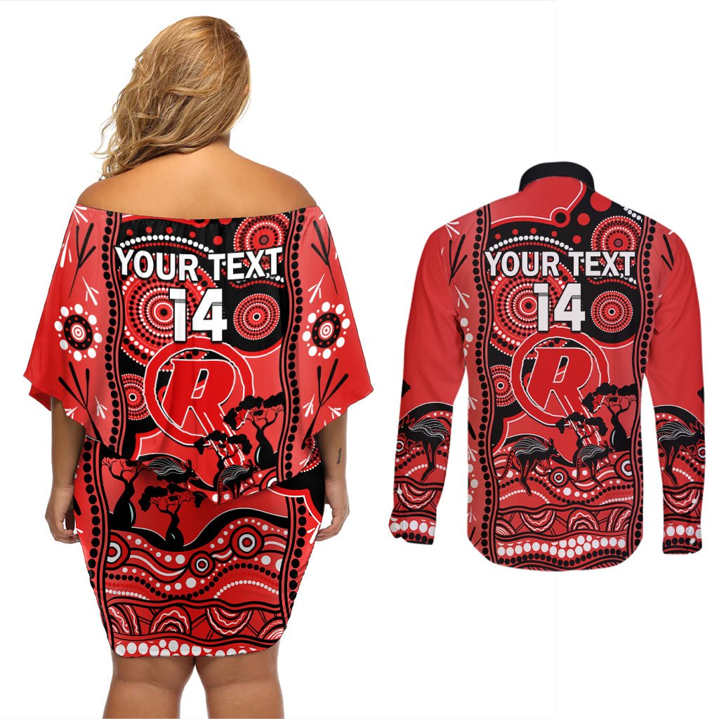 custom-melbourne-renegades-cricket-couples-matching-off-shoulder-short-dress-and-long-sleeve-button-shirt-happy-australia-day-aboriginal-art