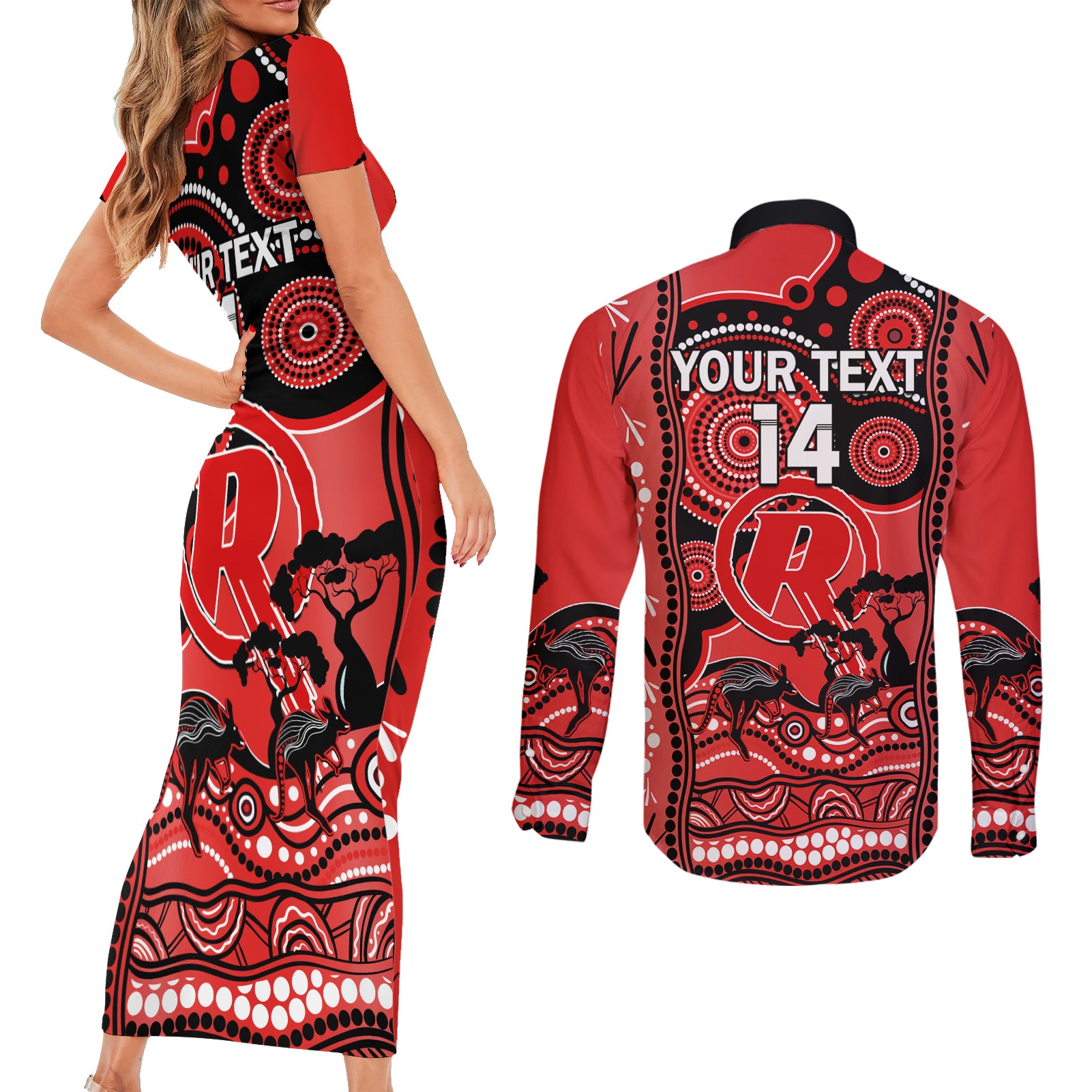 custom-melbourne-renegades-cricket-couples-matching-short-sleeve-bodycon-dress-and-long-sleeve-button-shirt-happy-australia-day-aboriginal-art