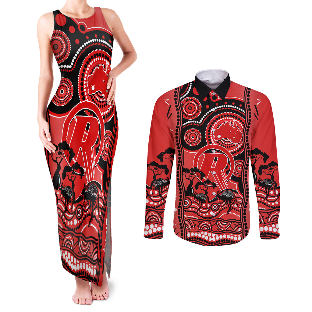 custom-melbourne-renegades-cricket-couples-matching-tank-maxi-dress-and-long-sleeve-button-shirt-happy-australia-day-aboriginal-art