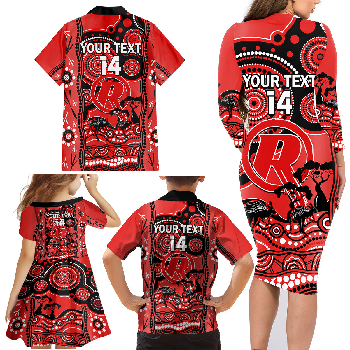 custom-melbourne-renegades-cricket-family-matching-long-sleeve-bodycon-dress-and-hawaiian-shirt-happy-australia-day-aboriginal-art