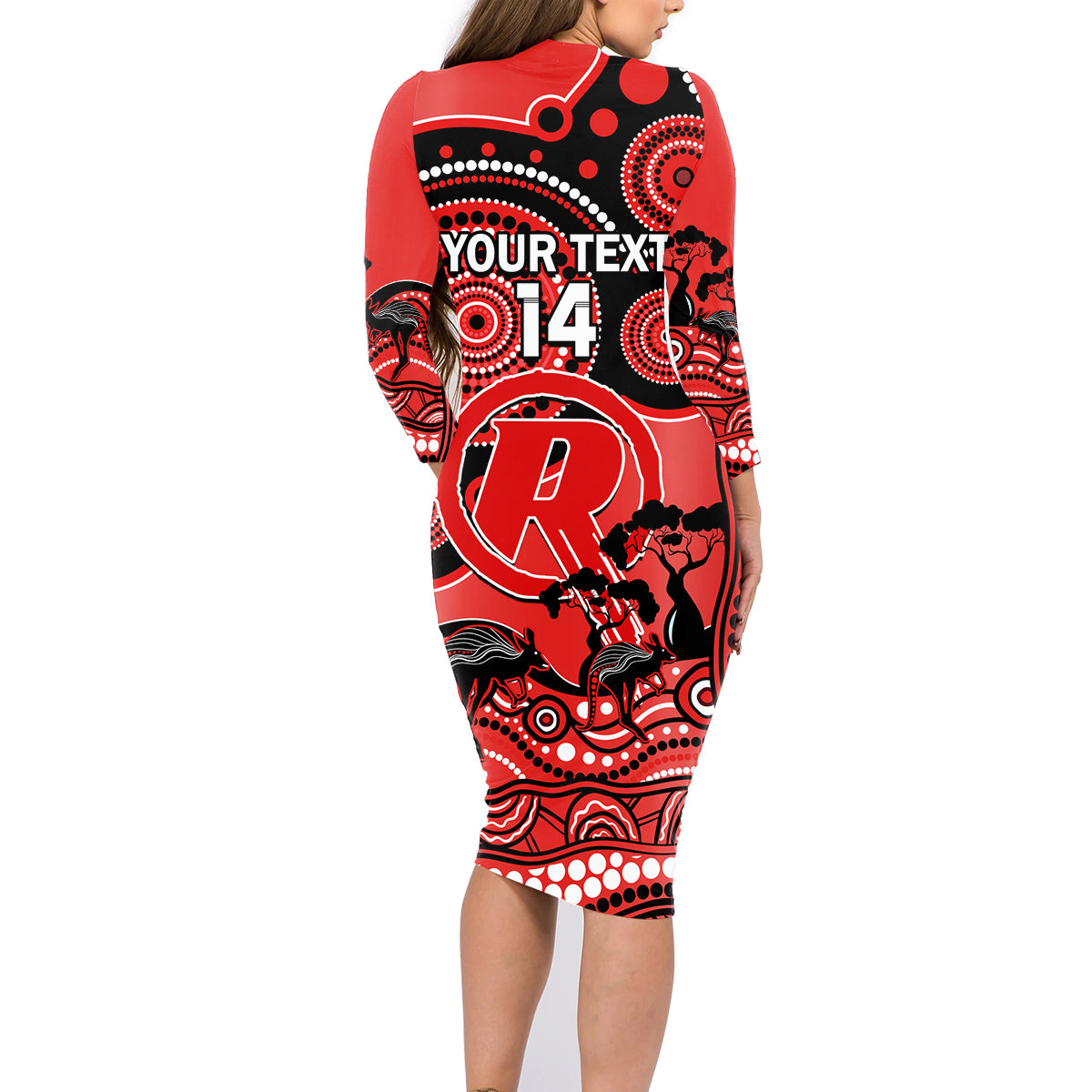 custom-melbourne-renegades-cricket-family-matching-long-sleeve-bodycon-dress-and-hawaiian-shirt-happy-australia-day-aboriginal-art