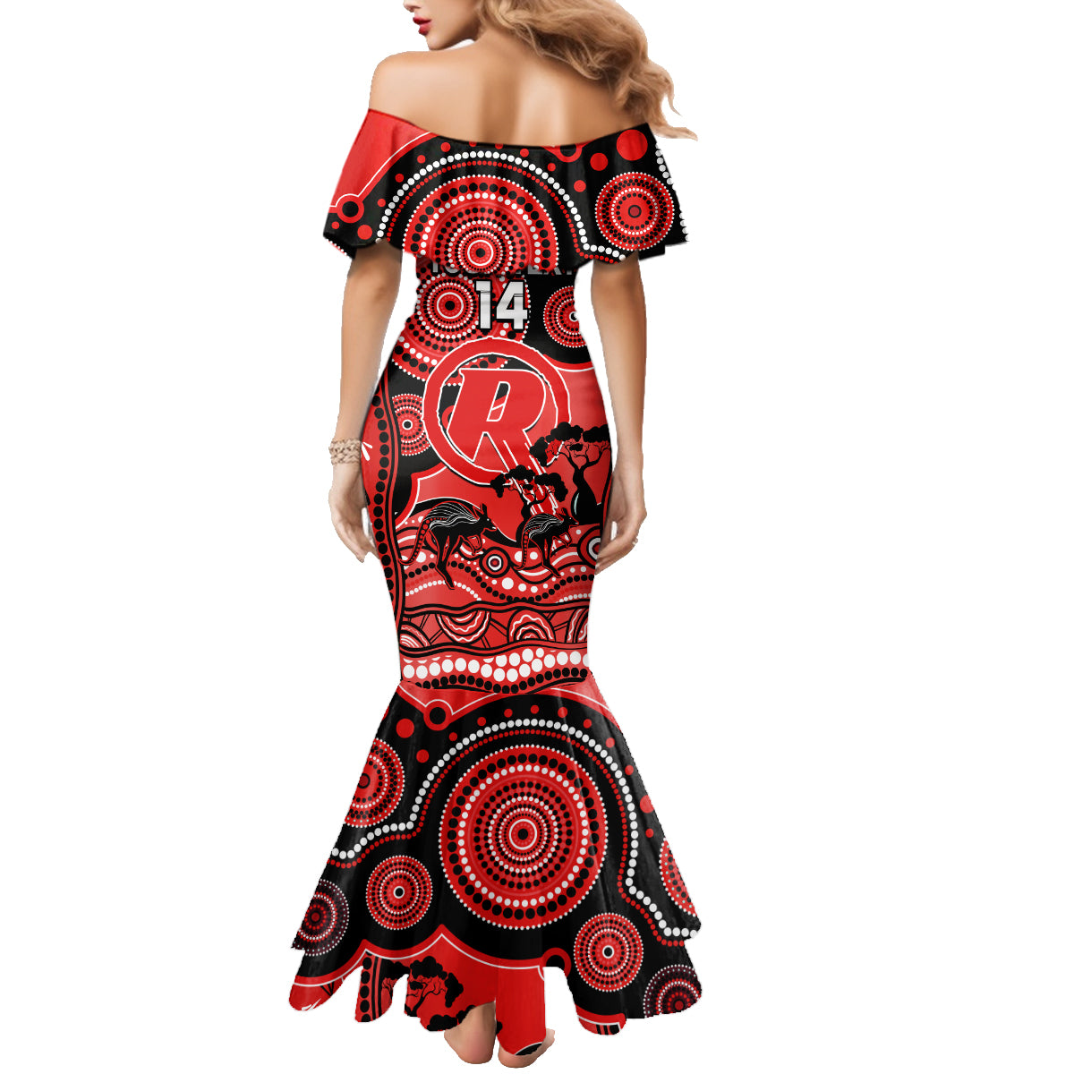 custom-melbourne-renegades-cricket-family-matching-mermaid-dress-and-hawaiian-shirt-happy-australia-day-aboriginal-art