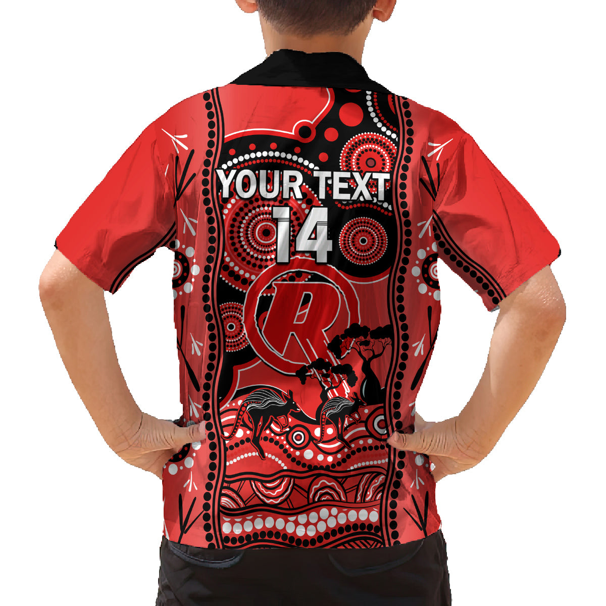 custom-melbourne-renegades-cricket-family-matching-off-shoulder-long-sleeve-dress-and-hawaiian-shirt-happy-australia-day-aboriginal-art